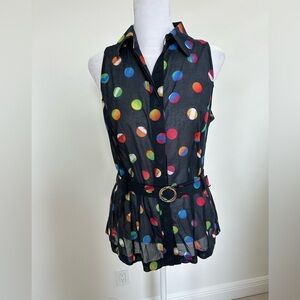 Worth New York, Belted, Collared, Sleeveless Top, Size 4